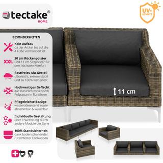 Tectake Ensemble modulable en rotin Villanova fauteuil en aluminium  