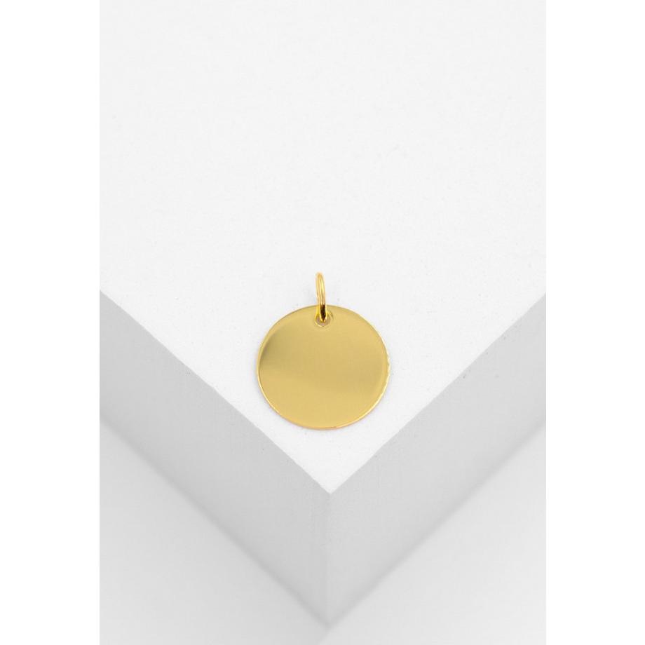 MUAU Schmuck  Anhänger Gravurplatte Gelbgold 750 rund 14mm 
