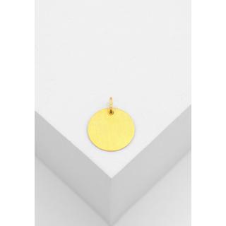 MUAU Schmuck  Pendentif plaque à  graver or jaune 750 rond 14mm 