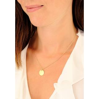 MUAU Schmuck  Pendentif plaque à  graver or jaune 750 rond 14mm 