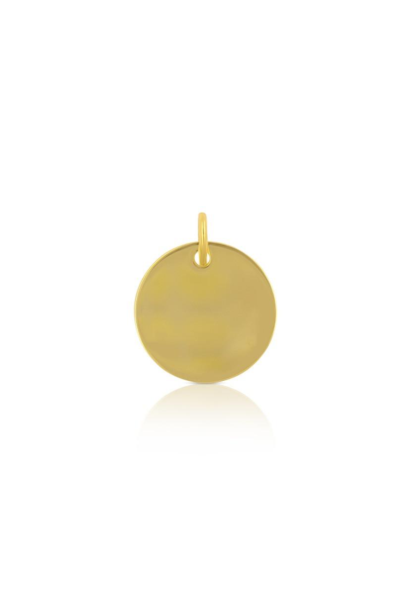 MUAU Schmuck  Pendentif plaque à  graver or jaune 750 rond 14mm 