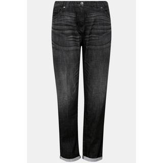 Ulla Popken  Jean Boyfriend jambe large, 5 poches, coutures fantaisie 