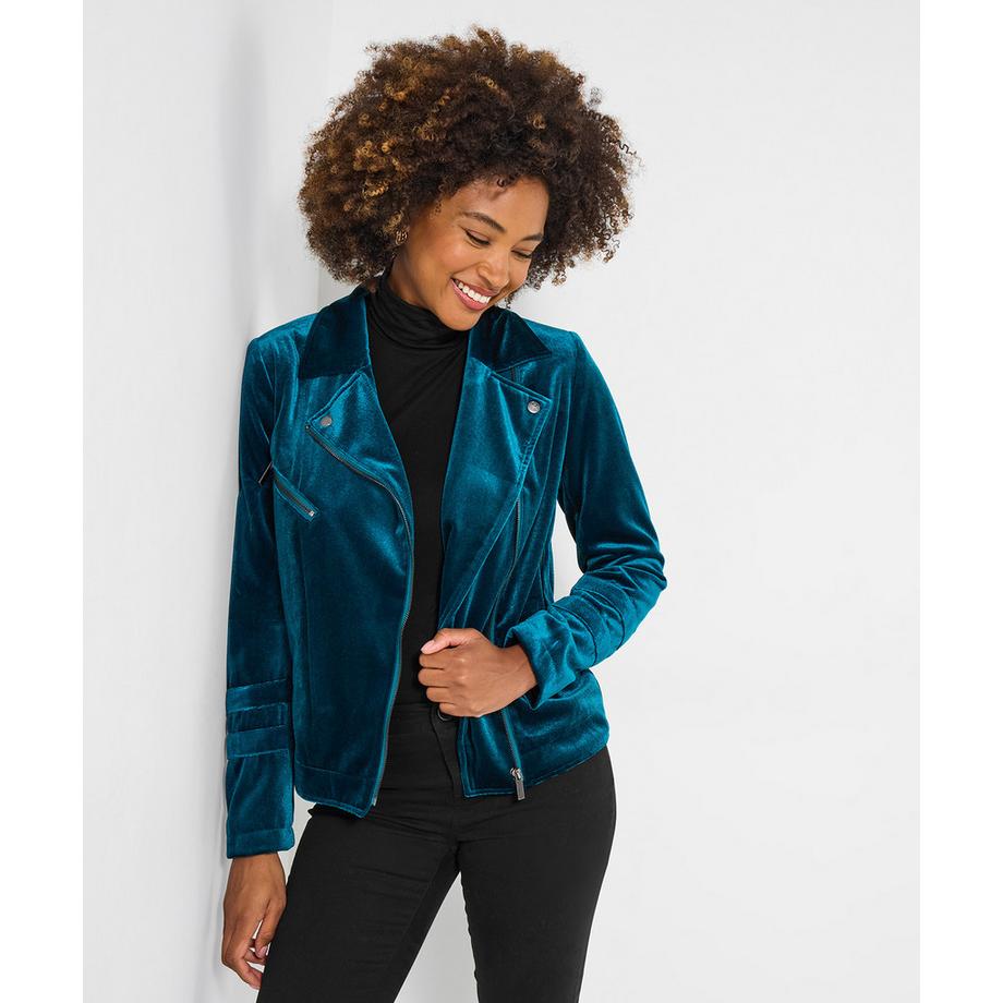 Blouson motard court en velours