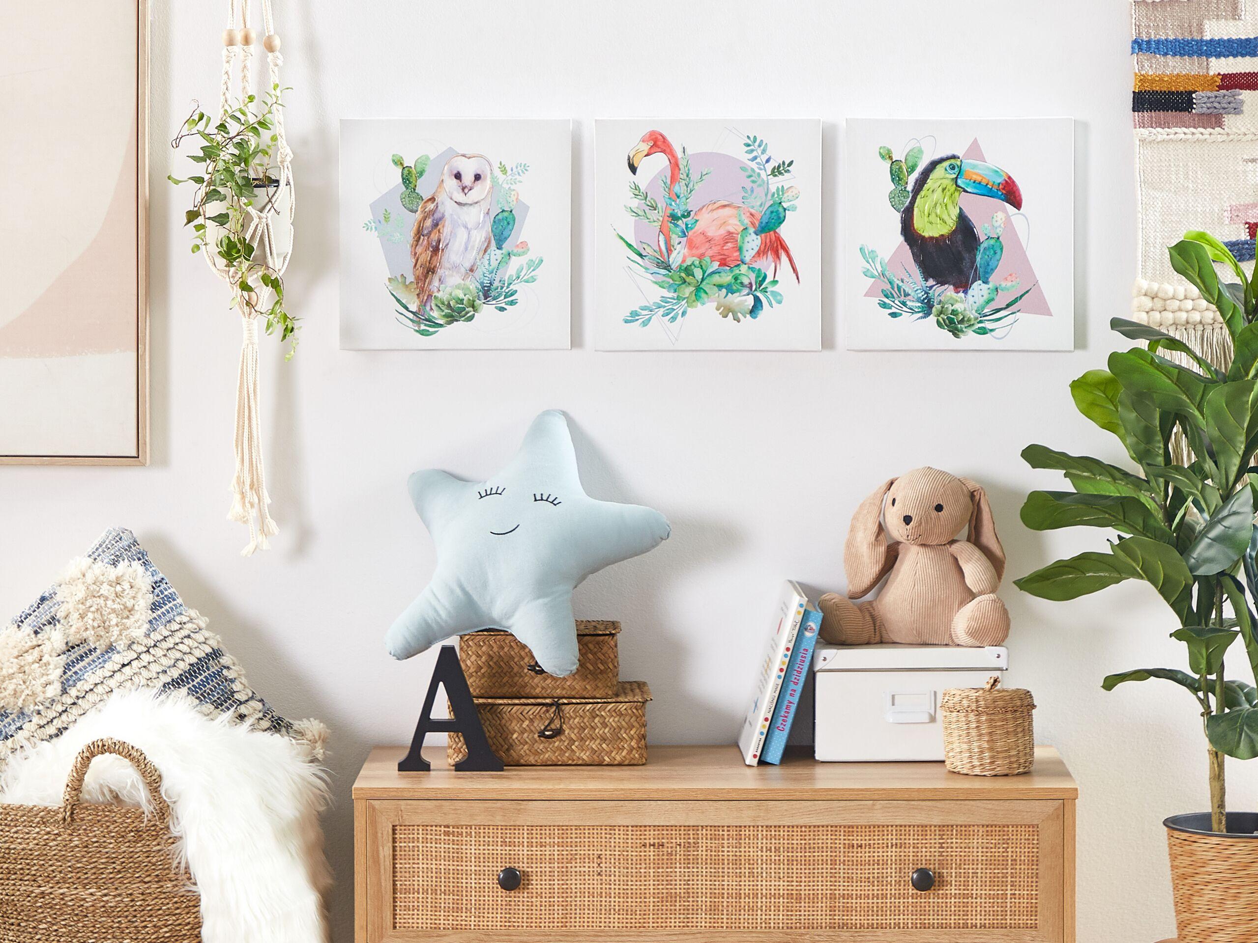 Beliani Lot de 3 toiles en Tissu Moderne MENAKA  