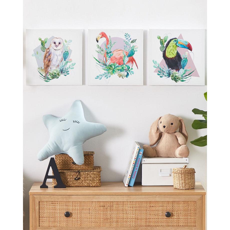 Beliani Leinwand 3er Set aus Stoff Modern MENAKA  