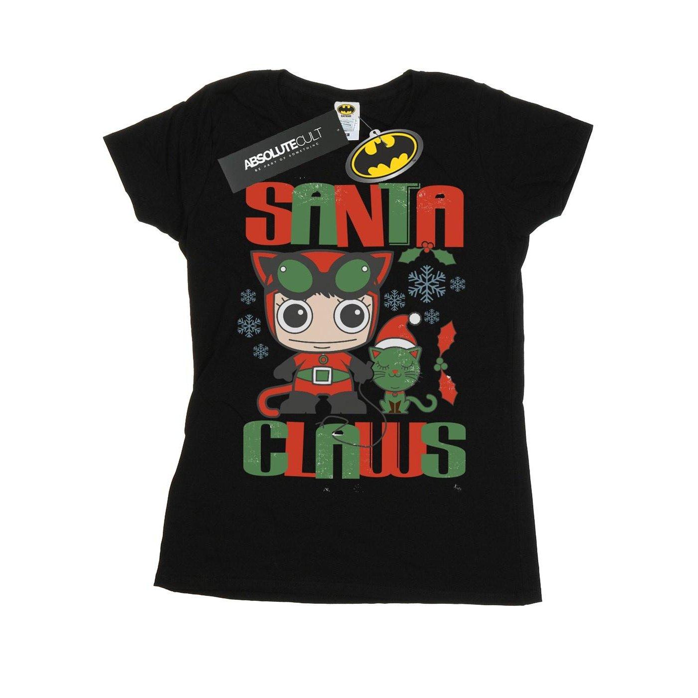 Image of Chibi Catwoman Santa Claws Tshirt Damen Schwarz XXL