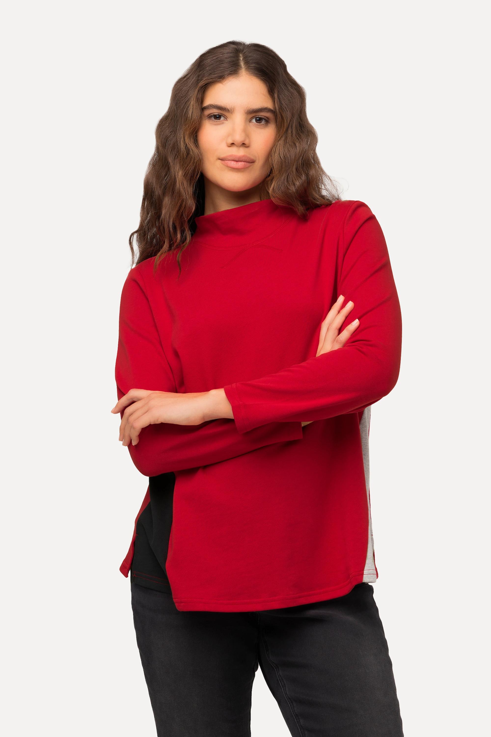 Ulla Popken  Sweat-shirt en A, col montant, manches longues salsa 