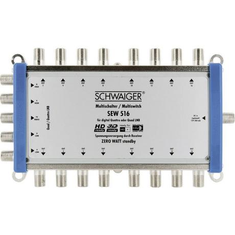 Schwaiger  Schwaiger SEW516 531 SAT multiswitch Ingressi (Multiswitch): 5 (4 satellitare / 1 terrestre) Numero utenti: 16 Funzione 