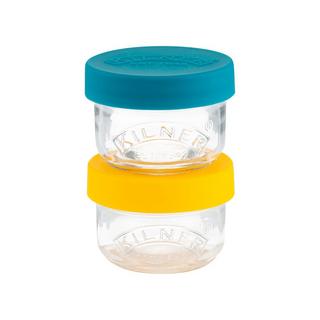 KILNER  Kilner 65025024 recipiente per cibo Rotondo Set 0,125 L Blu, Trasparente, Giallo 2 pz 