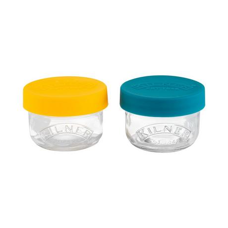 KILNER  Kilner 65025024 recipiente per cibo Rotondo Set 0,125 L Blu, Trasparente, Giallo 2 pz 