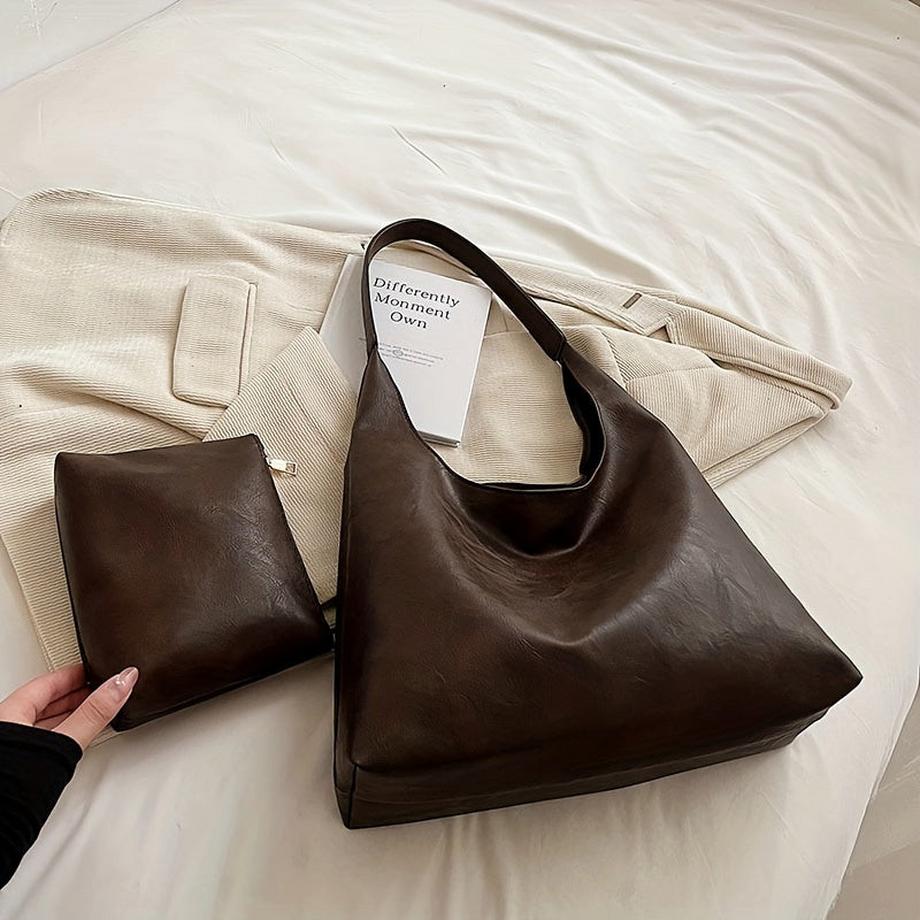 Only-bags.store Sac Hobo Vintage Couleur Unie avec Pochette Amovible  
