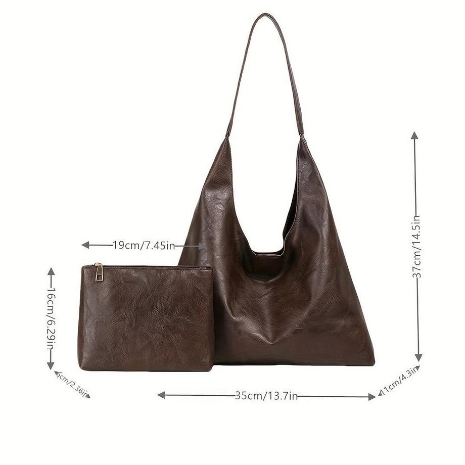 Only-bags.store Sac Hobo Vintage Couleur Unie avec Pochette Amovible  