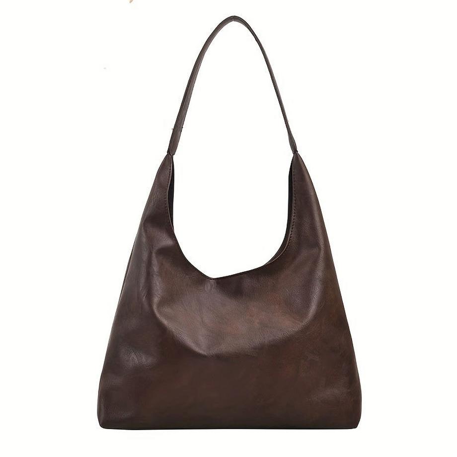 Vintage Solid Color Hobo Bag, Lightweight Casual Shoulder Bag With Insert Pouch For Daily Use (Sac à bandoulière léger et décontracté avec pochette pour usage quotidien)