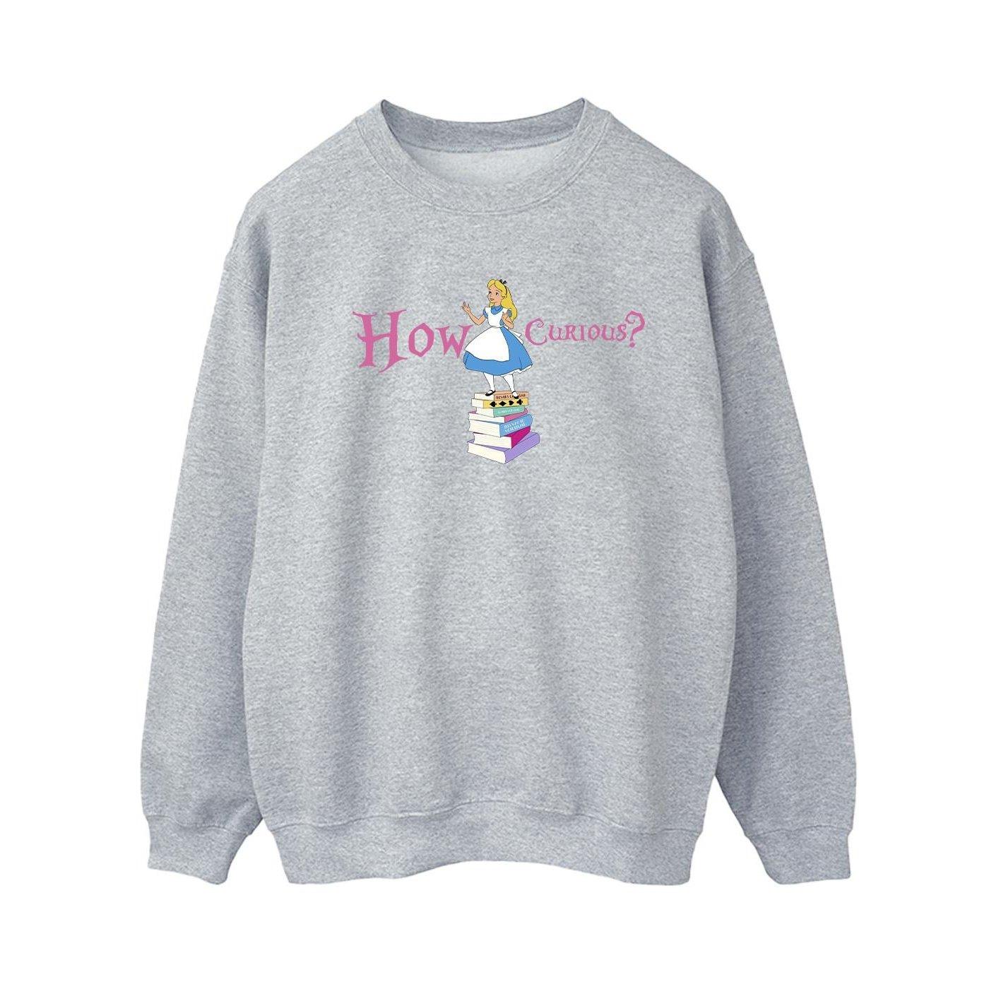 Image of Alice In Wonderland How Curious Sweatshirt Damen Grau S