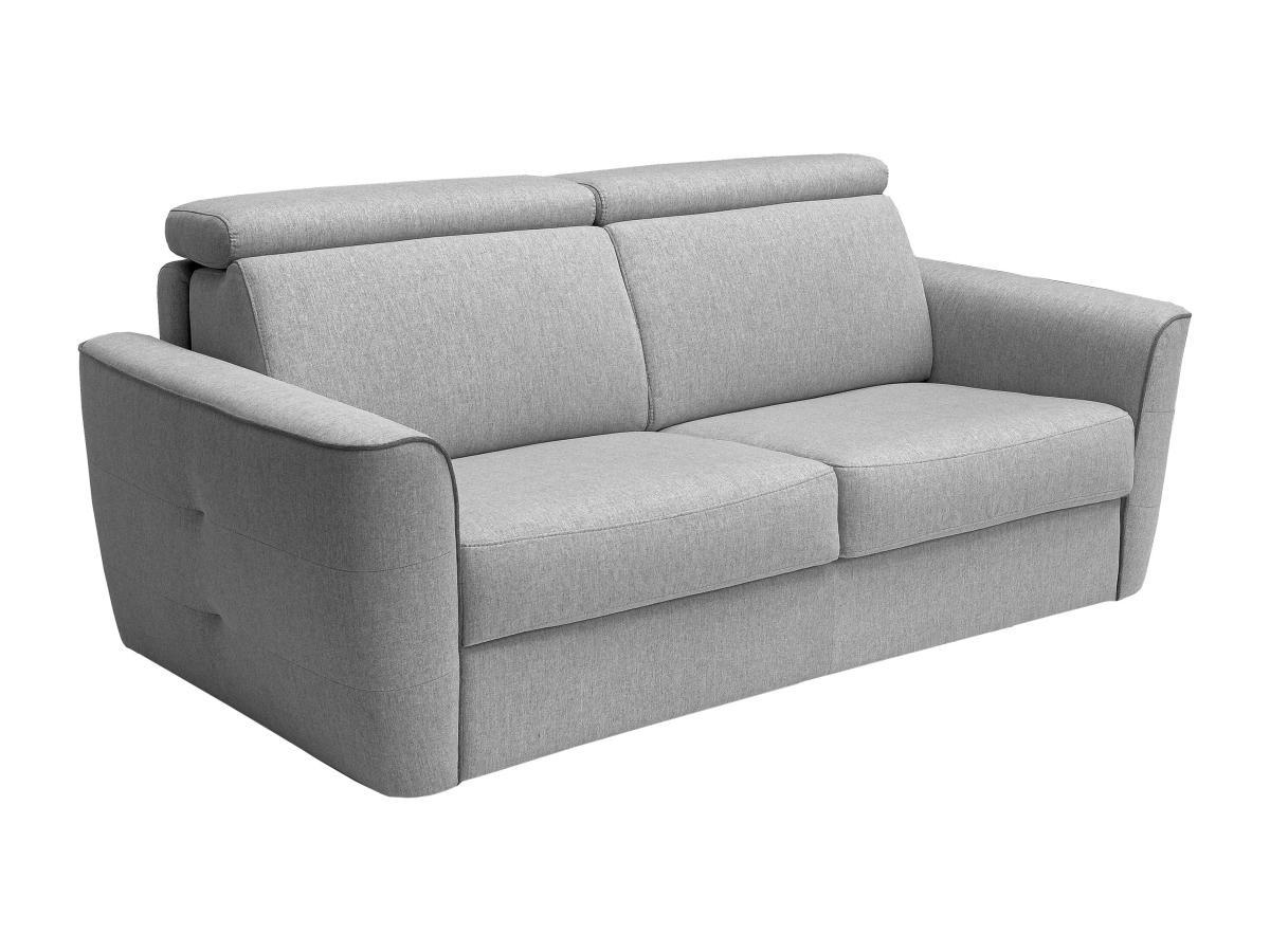 Vente-unique Canapé 3 places convertible express en tissu gris clair - couchage 140 cm - matelas 22 cm FLUTARI  