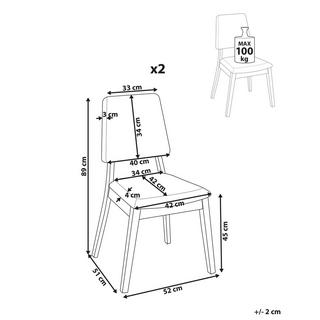 Beliani Lot de 2 chaises de salle à manger en Bois d'hévéa Traditionnel MERRILL  