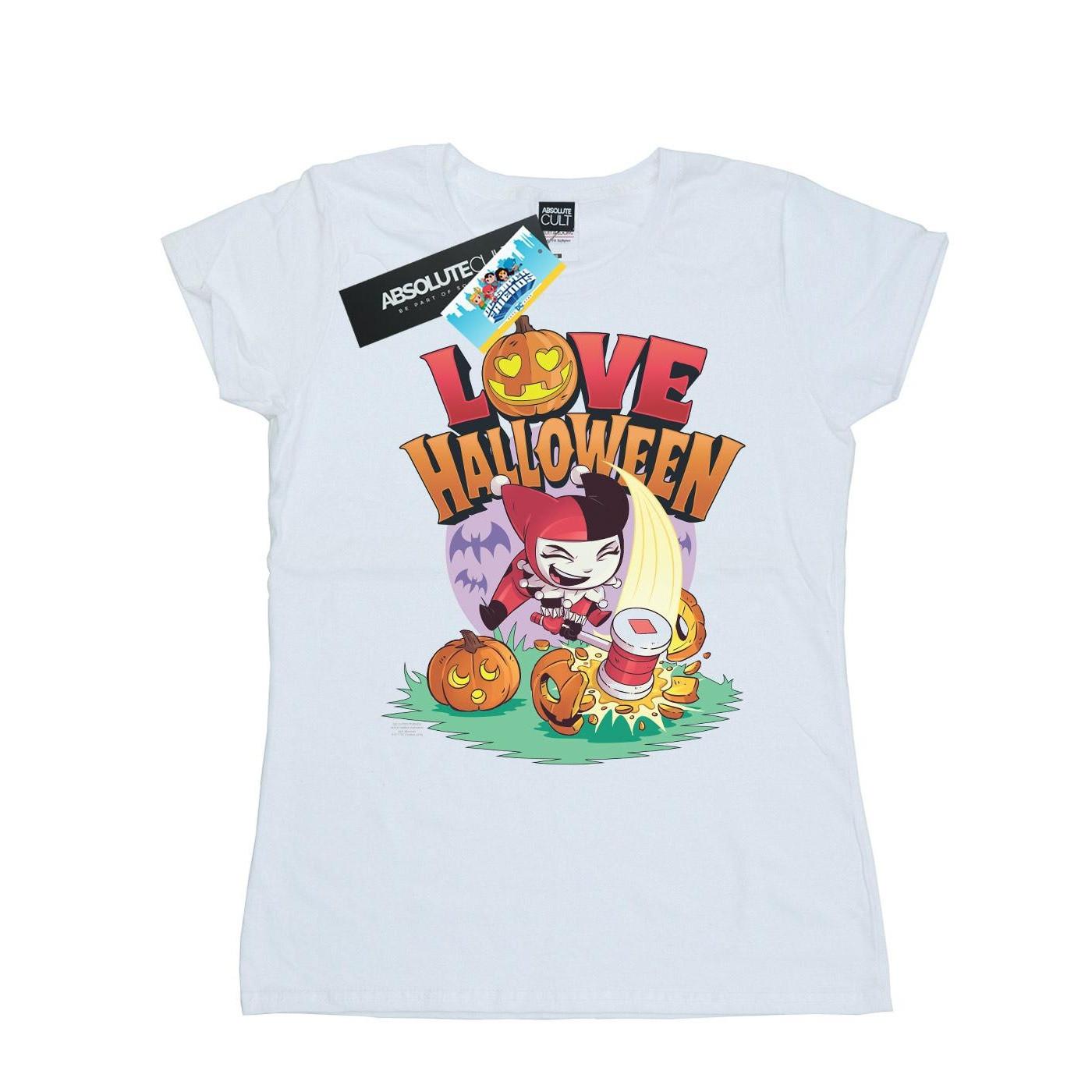 Image of Super Friends Harley Quinn Love Halloween Tshirt Damen Weiss M