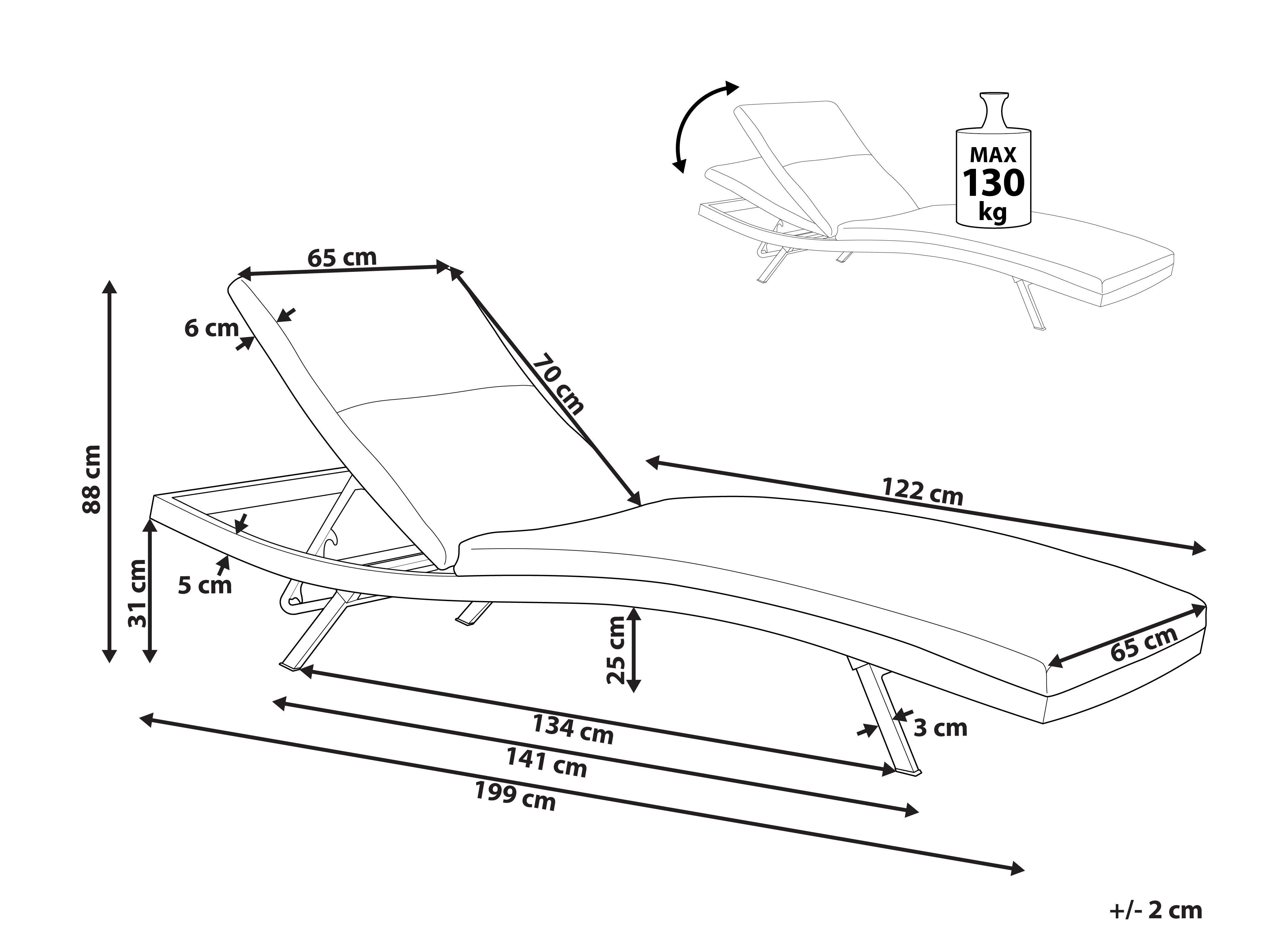 Beliani Transat avec coussin en Aluminium Moderne AMELIA  