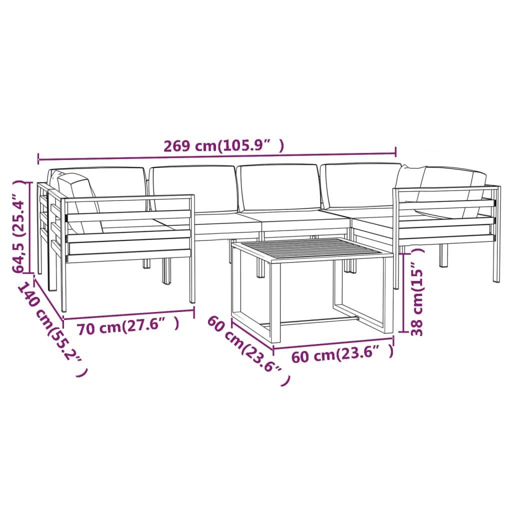 VidaXL set lounge giardino Alluminio  