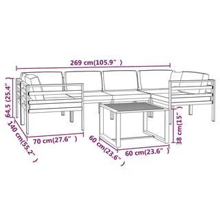 VidaXL set lounge giardino Alluminio  