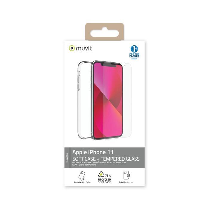 Muvit  Pack cover + vetrino 9H per iPhone 11 