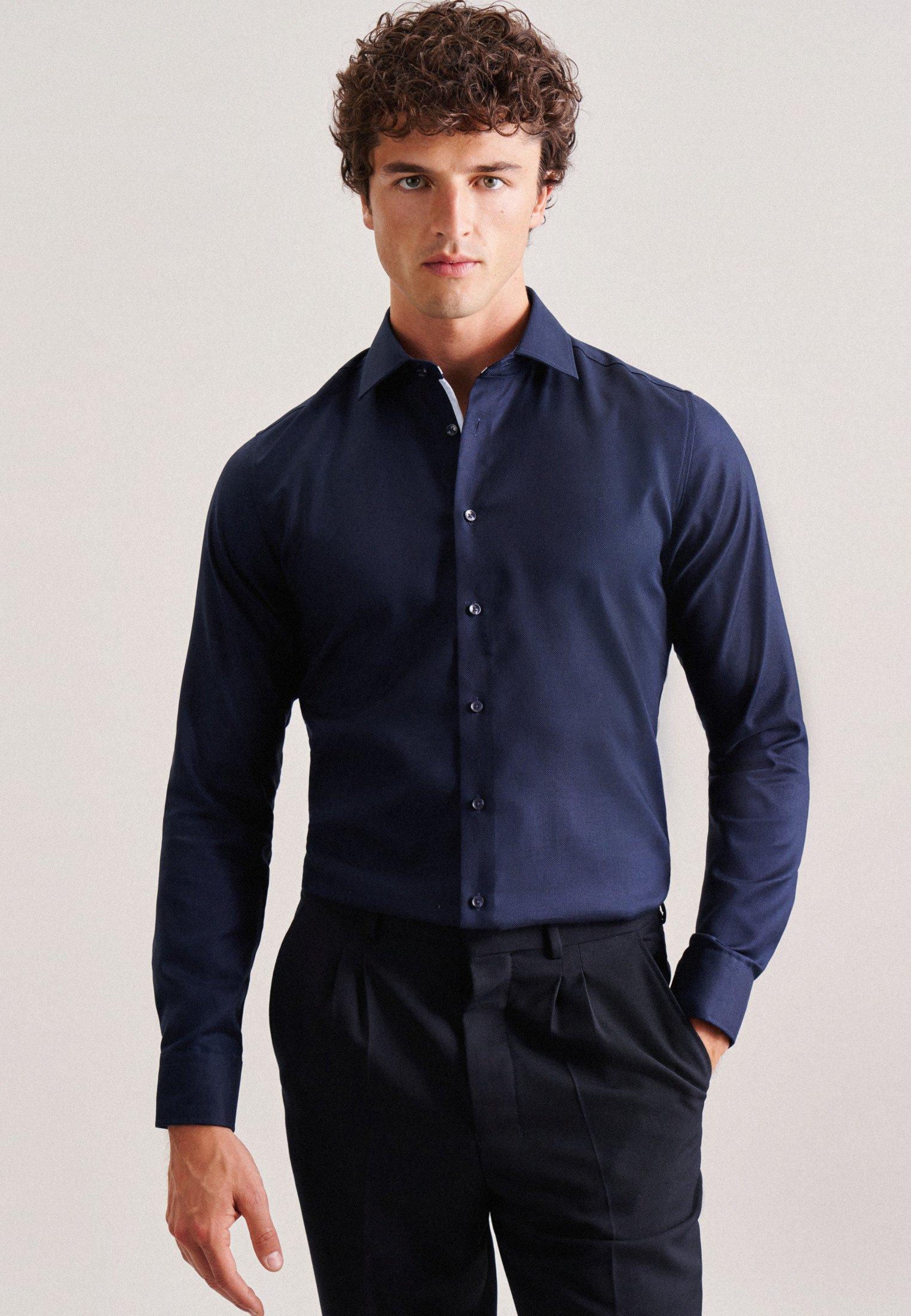 Image of Business Hemd X-slim Fit Langarm Uni Herren Dunkelblau 40