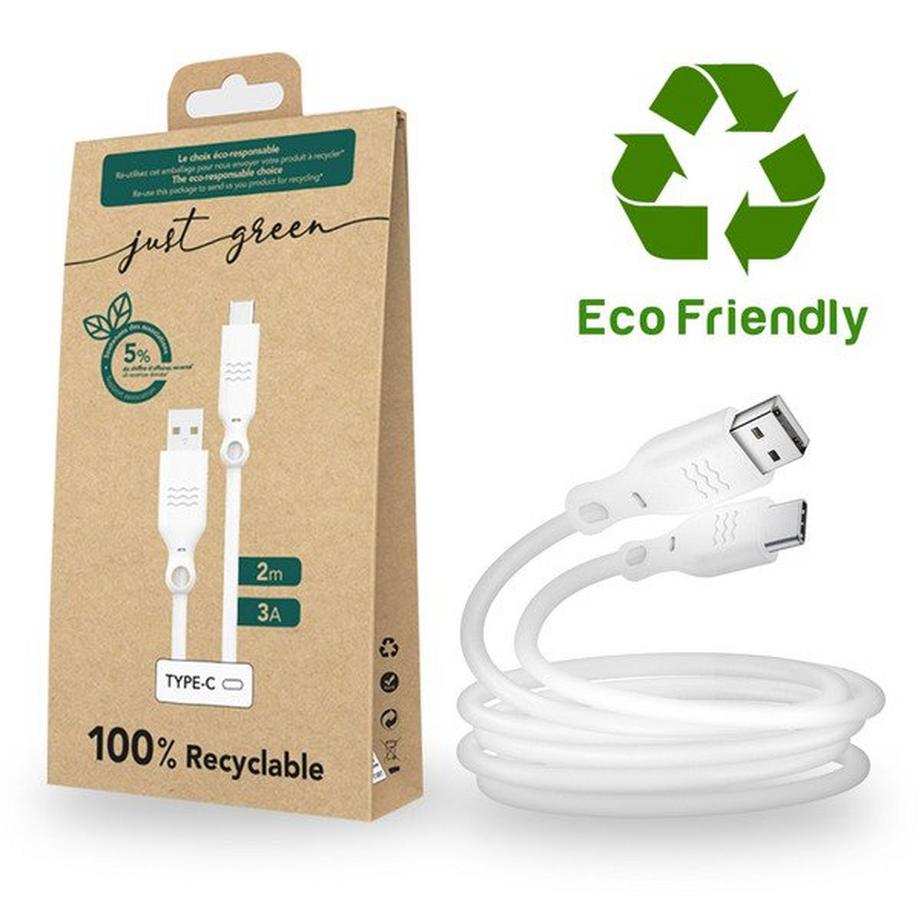Just green  USB / USB-C Kabel 2m Just Green Weiß 