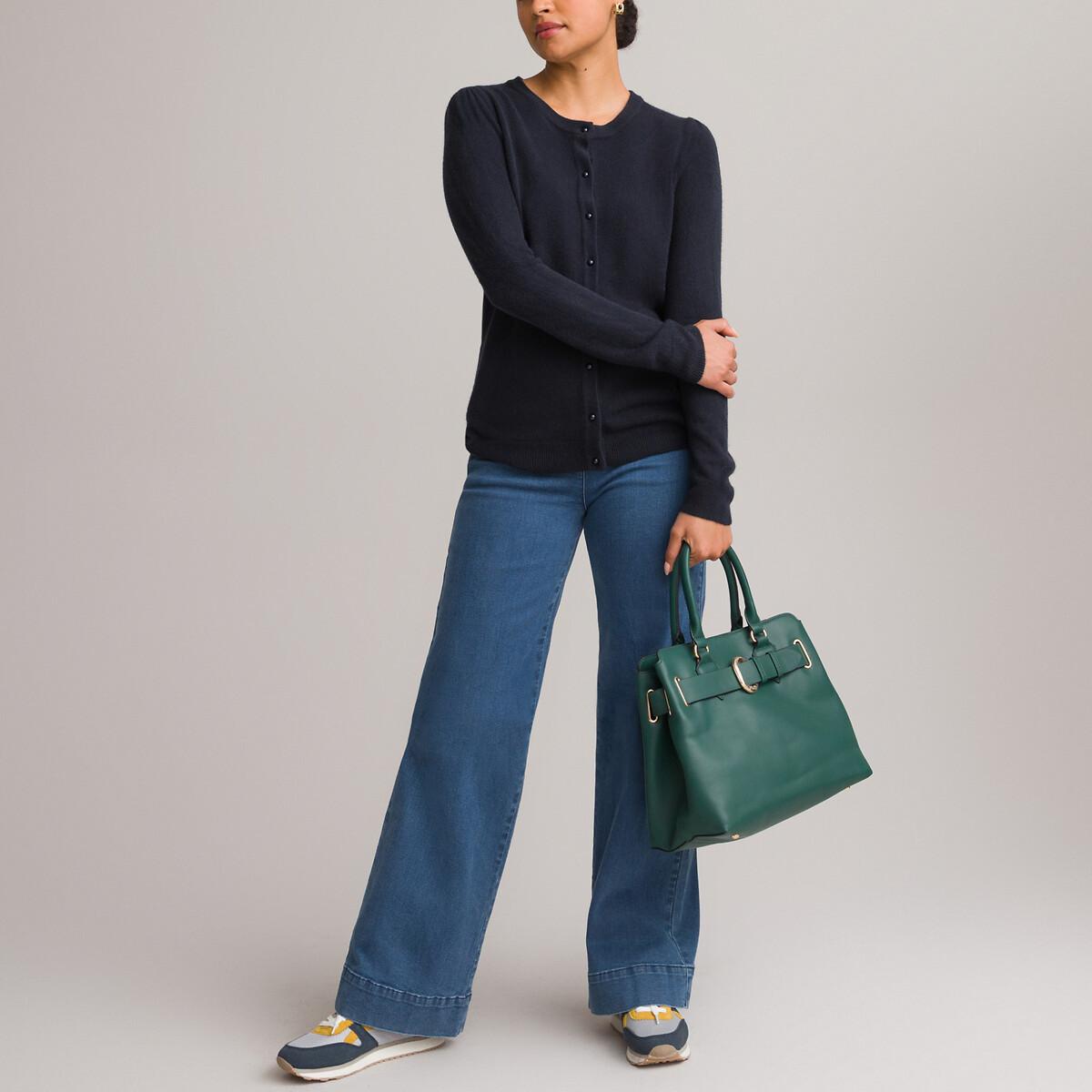 Image of Cardigan Mit Rundem Ausschnitt Und Knopfleiste Unisex Blau 38