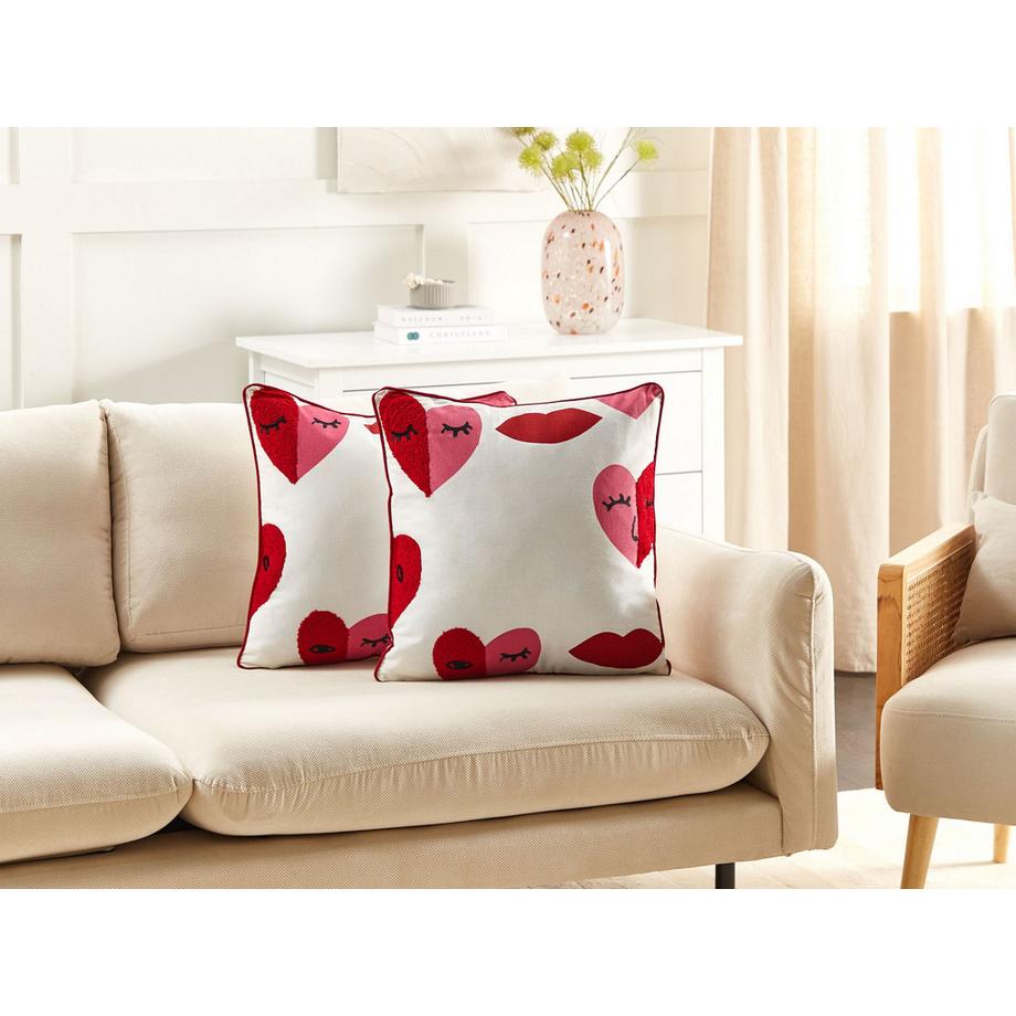 Beliani Lot de 2 coussins décoratifs en Coton  PERIWINKLE  