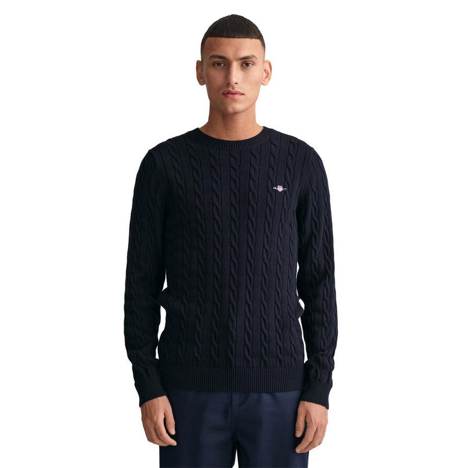 GANT Pull en tricot col rond torsadé Coupe confortable  