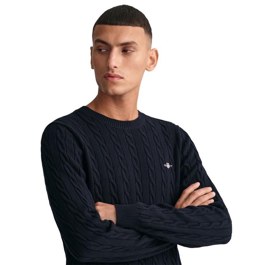 GANT Pull en tricot col rond torsadé Coupe confortable  