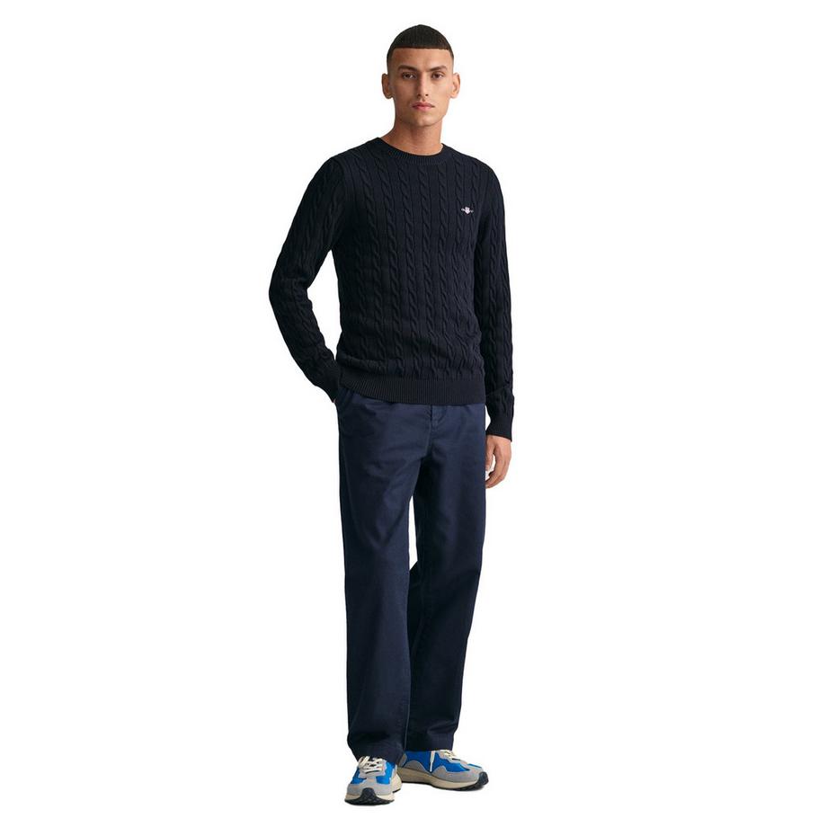 GANT Pull en tricot col rond torsadé Coupe confortable  