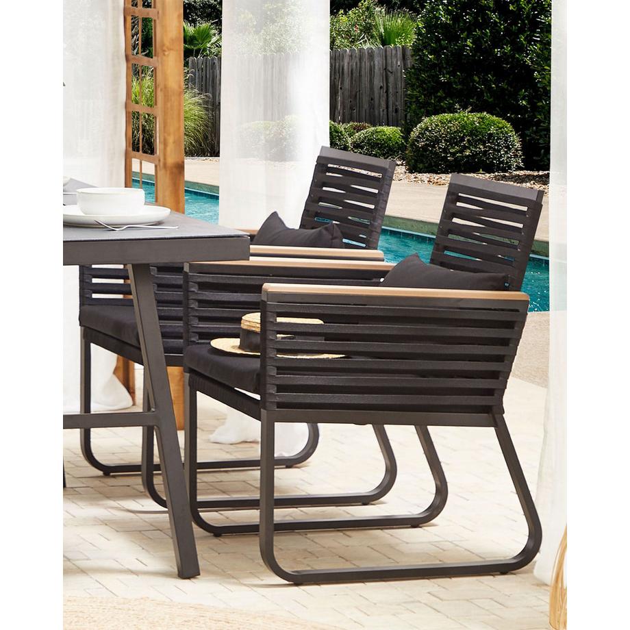 Beliani Lot de 2 chaises de jardin avec coussins en Aluminium Industriel CANETTO  