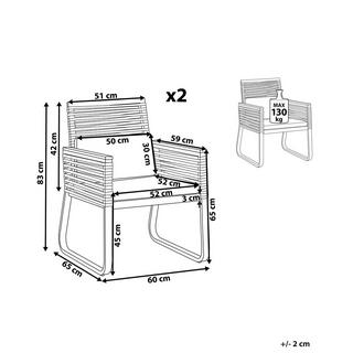 Beliani Lot de 2 chaises de jardin avec coussins en Aluminium Industriel CANETTO  