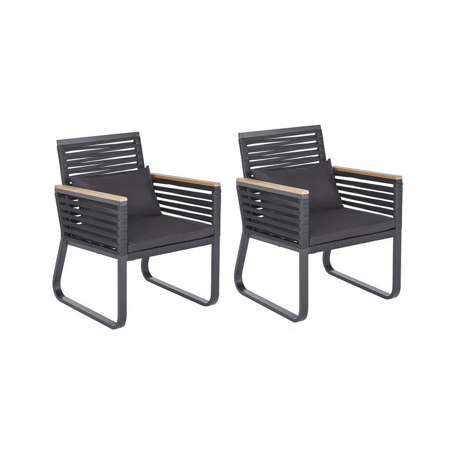 Beliani Lot de 2 chaises de jardin avec coussins en Aluminium Industriel CANETTO  