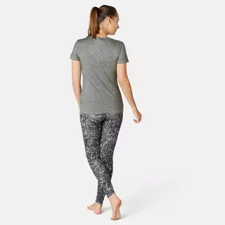NYAMBA  T-shirt fitness manches courtes coton extensible col rond femme gris Gris