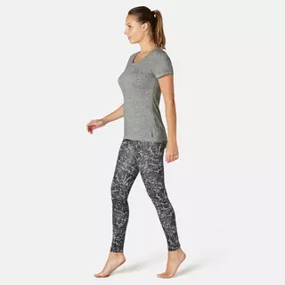 NYAMBA  T-shirt fitness manches courtes coton extensible col rond femme gris Gris