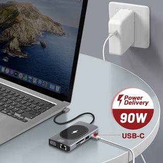 Avizar  USB-C Hub 90W,4K Video, Kabelloses Laden 