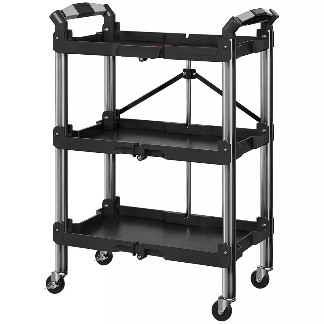 Northio - Werkzeug-Trolley, klappbarer 3-stufiger Werkzeugwagen, One Size, Schwarz