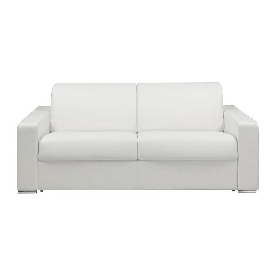 LINEA SOFA Divano letto 3p. ribalta Doghe larghe 140cm Mater. 18cm Memory foam - in Similpelle Bianco - CALITO  