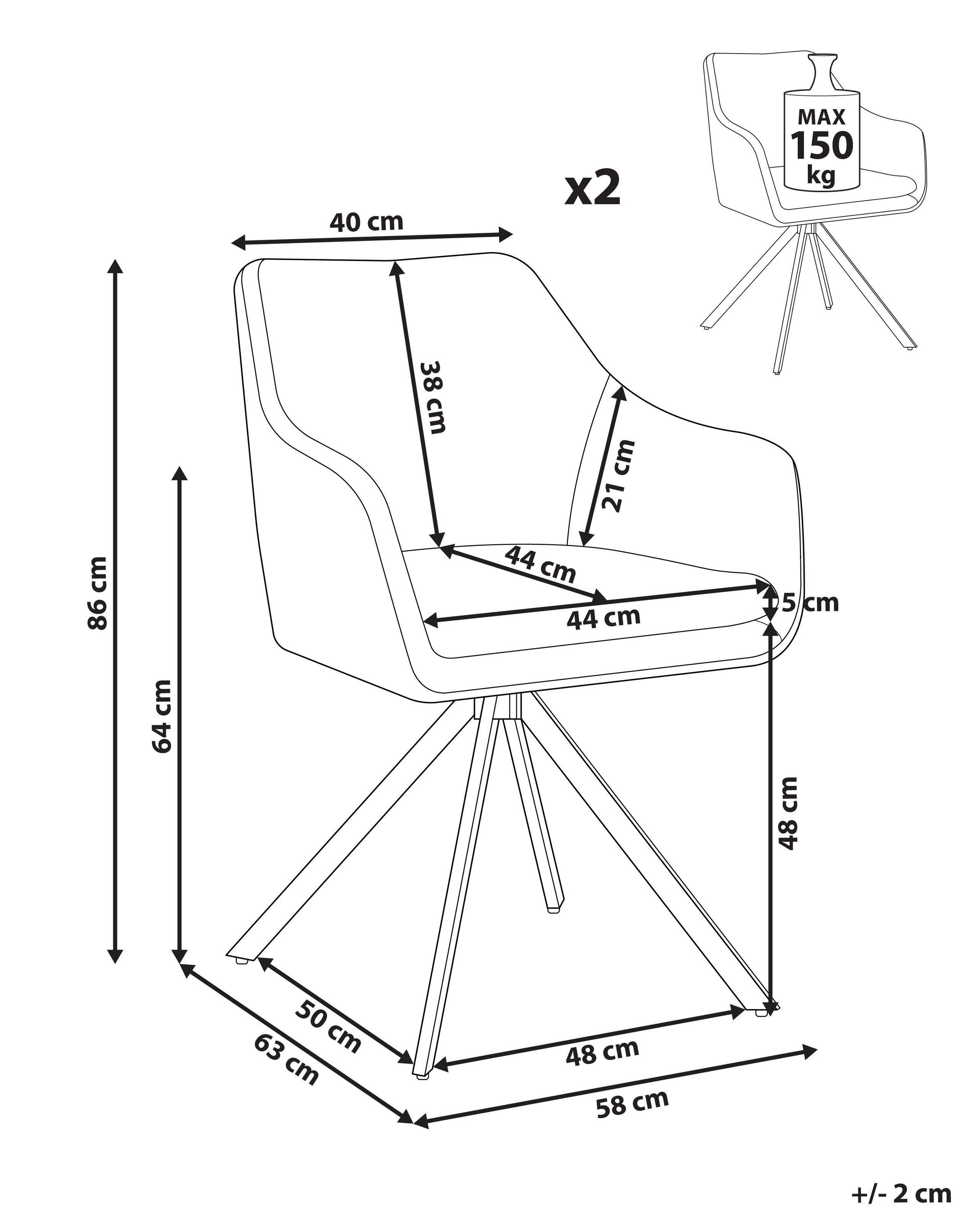 Beliani Set di 2 sedie da pranzo en Tessuto Minimalista LITHIA  