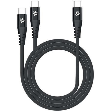 Celly  USB-C - 2x USB-C-Kabel 100 W PD 1,3 m Schwarz 