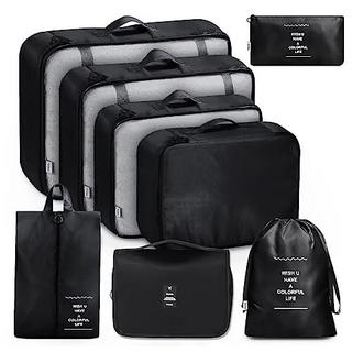 Only-bags.store  Cubes d'emballage 8 pièces, sacs à vêtements, organisateur de valises pour vacances et voyages, ensemble de cubes d'emballage, cube de voyage, système d'organisation pour valises – Noir 