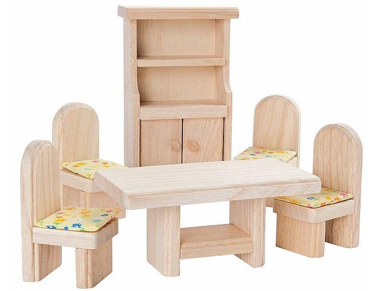 Image of Plan Toys houten poppenhuis meubels eetkamer