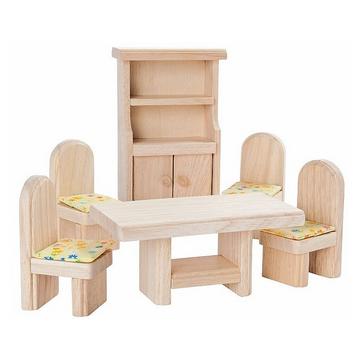 Plan Toys houten poppenhuis meubels eetkamer