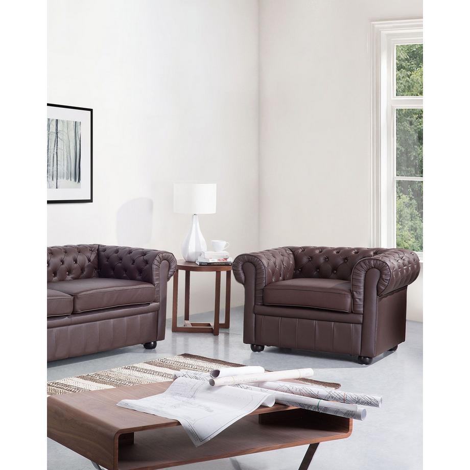 Beliani Sessel aus Echtleder Klassisch CHESTERFIELD  