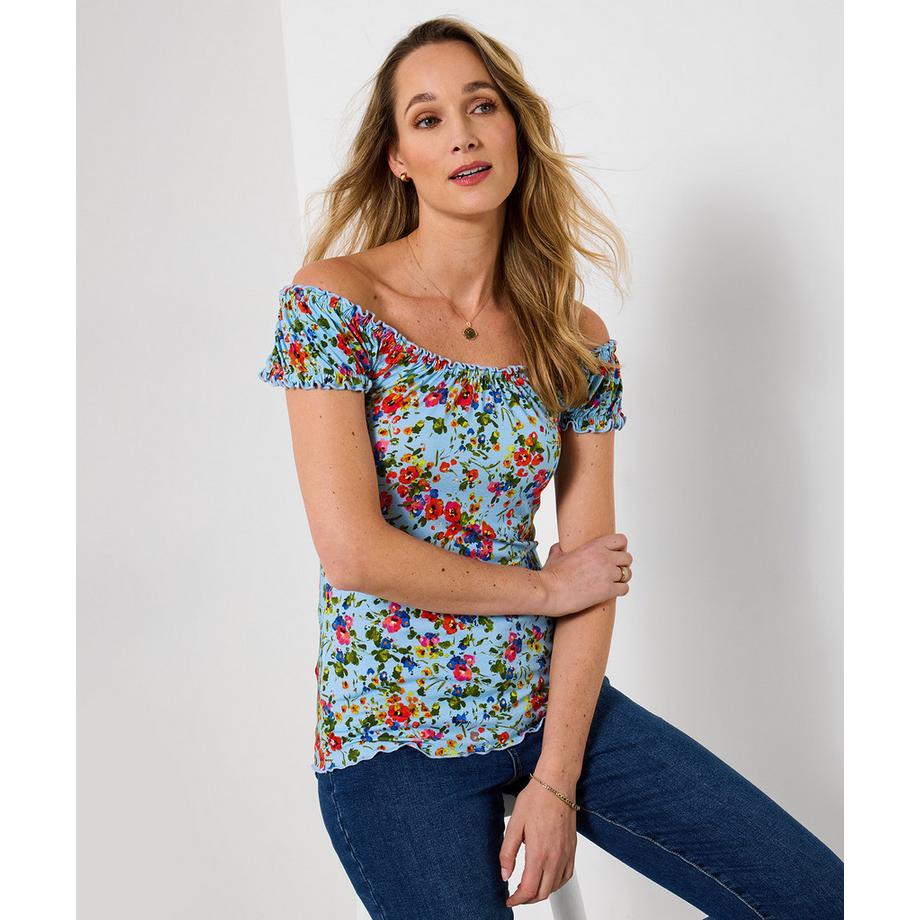 T-shirt à motif floral discret d’inspiration bohème