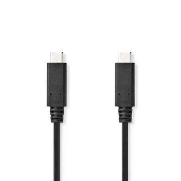 Câble USB | USB 3.2 Gen 2x2 | USB-C™ Hane | USB-C™ Hane | 240 W | 8K@30Hz | 20 Gbps | Nickelplaterad | 1,00 m | Rond | PVC | Svart | Label