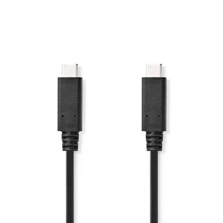 Nedis  Câble USB | USB 3.2 Gen 2x2 | USB-C™ Hane | USB-C™ Hane | 240 W | 8K@30Hz | 20 Gbps | Nickelplaterad | 1,00 m | Rond | PVC | Svart | Label 