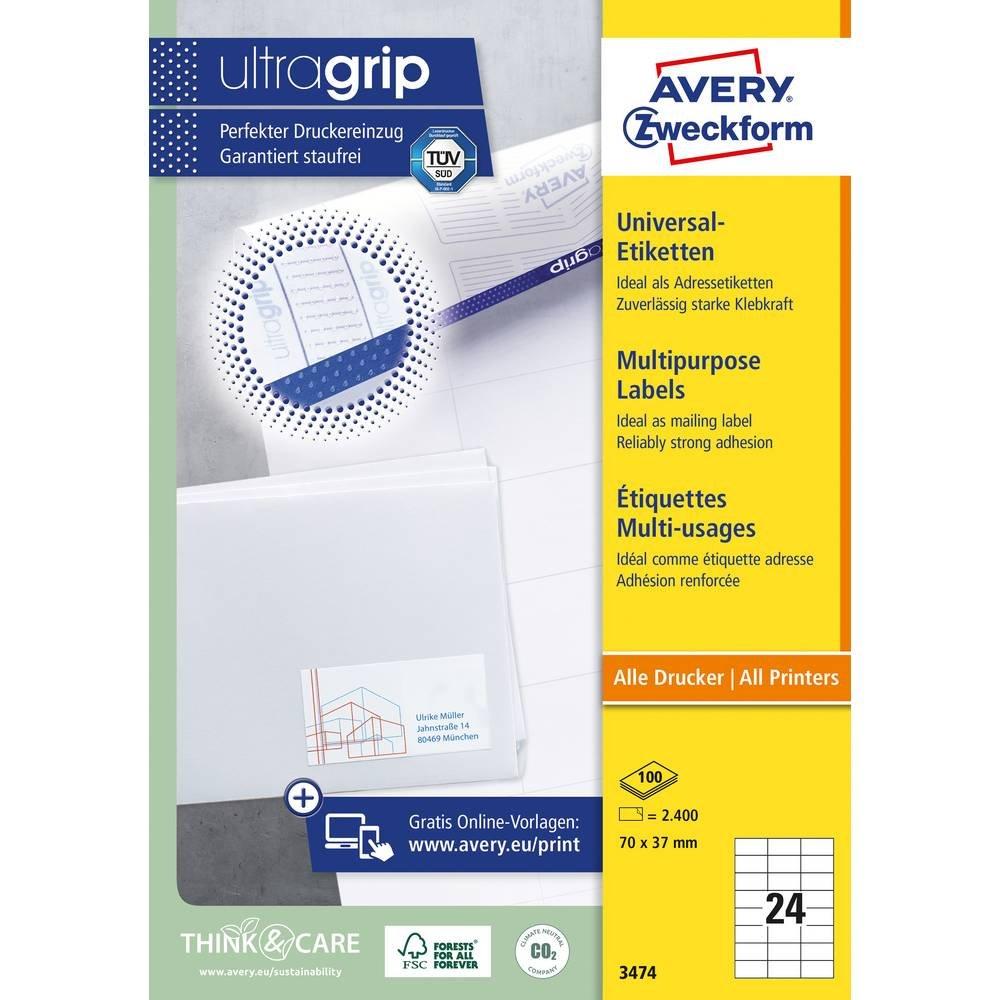 Avery-Zweckform Universal-Etiketten 70 x 37 mm Papier Weiß 2400 St. Permanent haftend Tintenstrahldrucker  